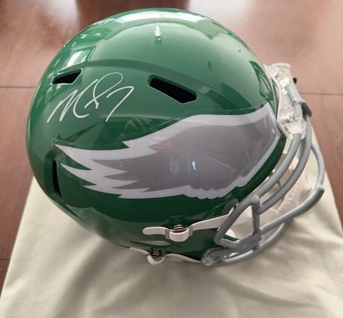 Michael Vick Autographed Philadelphia Eagles Full Size Replica Helmet. BAS Cert.