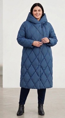 VOYAGE BY MARINA RINALDI QUILTED GOOSE DOWN PUFFER COAT W/ HOOD US-20 NWT $1,800