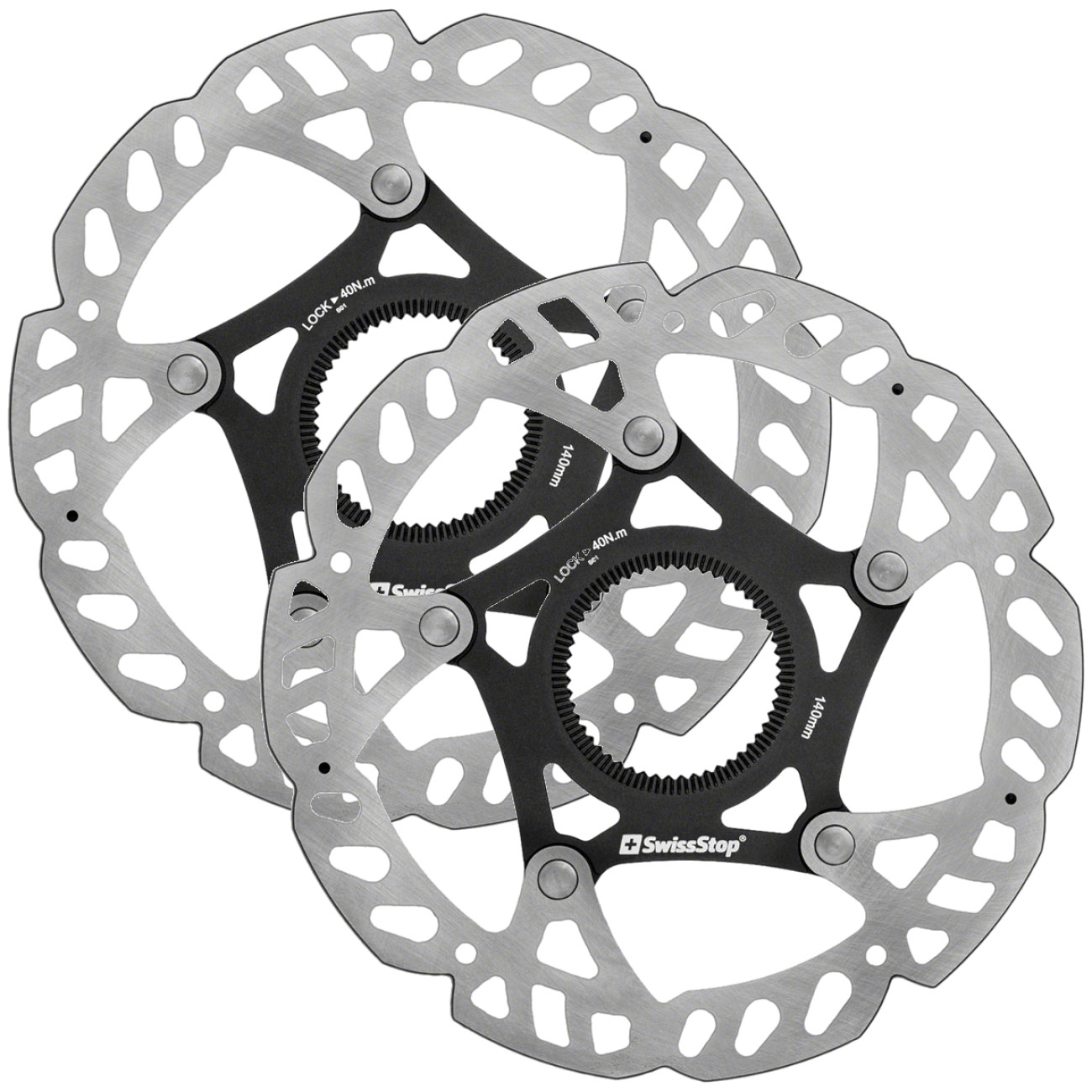 Комплект из 2-х дисковых роторов SwissStop Catalyst Pro - 140 мм центральный замок серебристыйчерный 20190₽