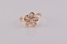 Rose Gold Sterling Silver 12mm Polish Satin Accent Plumeria Band Ring 925 Sz: 5