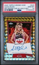 2025 Topps Chrome WWE Alexa Bliss Red Bring Auto Gold Geometric /50 PSA 10 