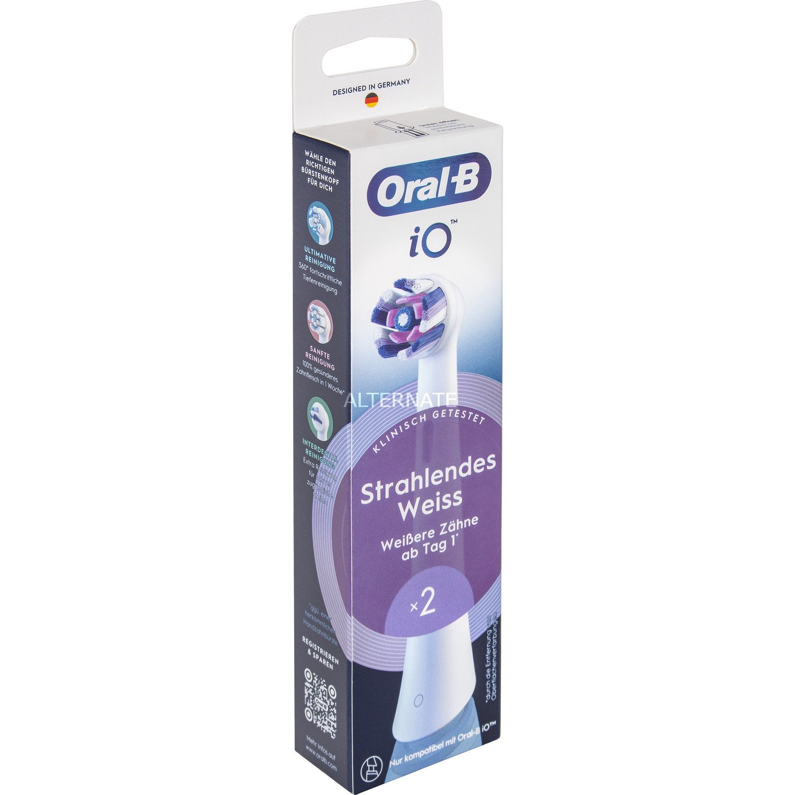 Oral-B Viola/Bianco Testine Per Spazzolino, Io Strahlendes Weiss (2X) - Immagine 2