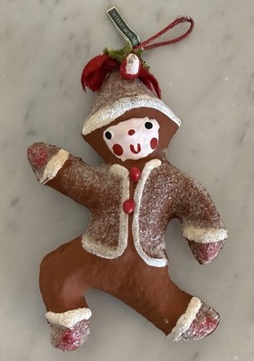 RARE Vintage 1968 MCM Paper Mache Gingerbread Man Ornament JAPAN
