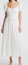 ANTHRO REFORMATION ORGANIC COTTON TULI BALLOON SLEEVE SMOCKED MIDI DRESS 2