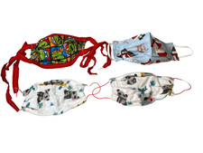 Ninja Turtle Holiday Fabric Face Masks Reusable Washable Lot 4 Set Adjustable