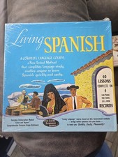 Vintage Living Spanish Living Language Course 40 Lessons on 4 Records New Sealed