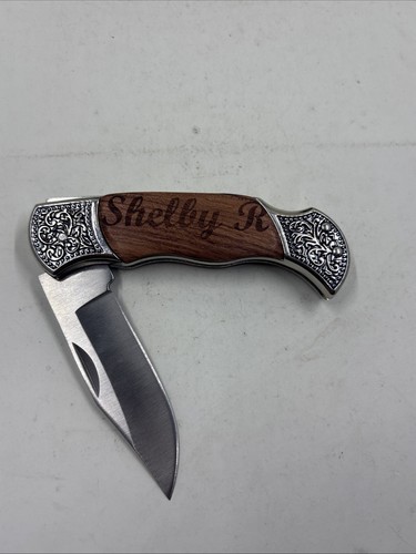 Navaja de Bolsillo Personalizada Vintage Madera y Acero Lockblade - SHELBY R - Imagen 2 de 7