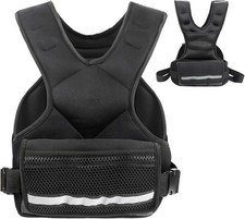 Weighted Vest Men  Women 5lb/10 lb Adjustable Medium Black Reflective Stripe