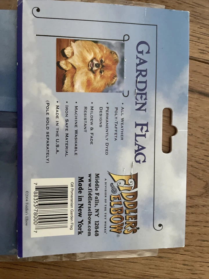 Bandera de jardín de perro Pomerania con codo de violinista 12x 16" hecha en Nueva York para todo clima Foto 4 de 4