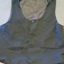 ZeGarie Black Solid Satin Vest Waistcoat Adjustable Waist Classic Fit Size 12/20