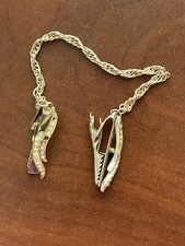 Vintage Gold And Rhinestone Fur Clip For Sweater, Shawl, or Scarf