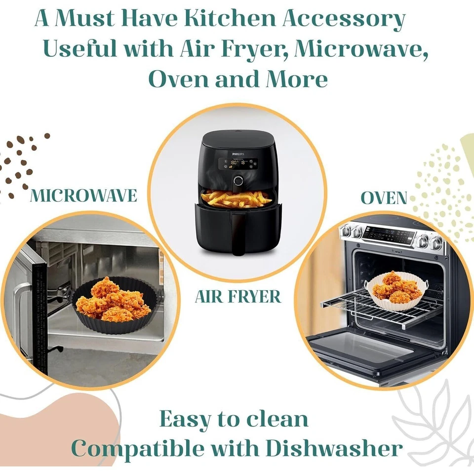 Revestimientos de silicona para freidora de aire reutilizables para olla para hornear cesta bandeja accesorios para horno 4 piezas Foto 3 de 4