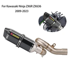 For Kawasaki Ninja ZX6R ZX636 2009-2023 Exhaust Pipe System Slip On 51mm Muffler
