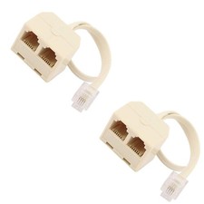 2pc RJ11 6P4C to Female 2 Way Outlet Telephone Jack Line Adapter Striking rj1...