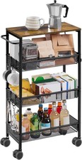 4-Tier Kitchen Trolley, Space Saving Storage Cart, 22 Cm Deep, with Engineered W