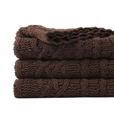 Dark Brown Throw Blanket for Couch 51"x67" Soft Chenille Knit Throw Blanket f...