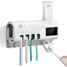 UV Light Sterilizer Toothbrush Holder Cleaner and Automatic Toothpaste Dispenser