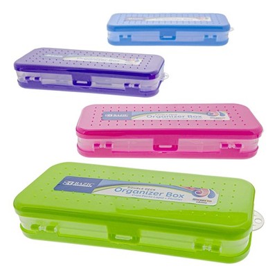 BAZIC PRODUCTS Plastic Pencil Case, Double 4-Pack, Dazzle Colored Assortment