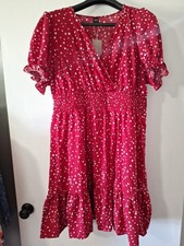 SHEIN Red Dress White Polka Dots Size 3X Plus Retro Vintage Style