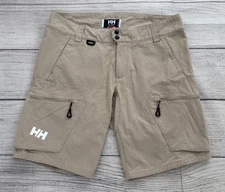 HELLY HANSEN QUICK DRY CARGO Mens Sz 34 Khaki Zipper Pocket Performance Shorts