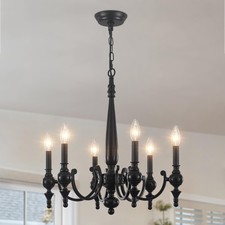 Farmhouse Chandelier, 6-Light Black Chandeliers for Dining Room Light Fixture...