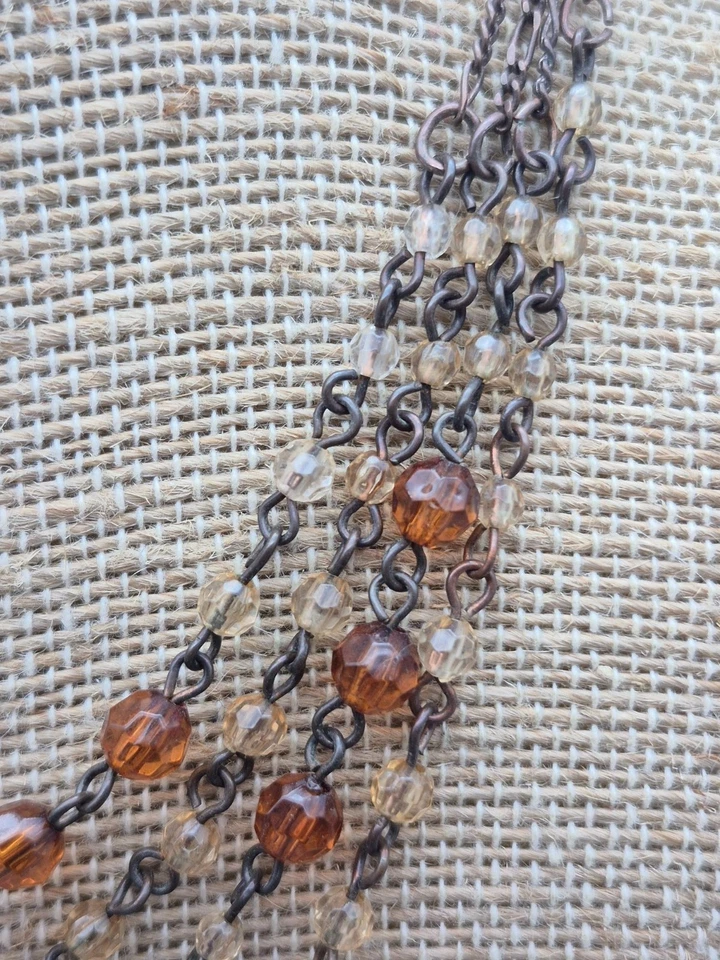 Collar marca 1928 multi hilo color bronce y ámbar naranja cuentas facetadas Foto 4 de 4