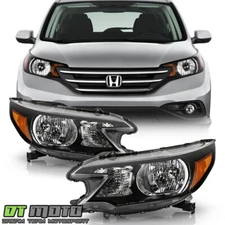 For 2012 2013 2014 Honda CR-V Black Headlights Headlamps Replacement Left+Right