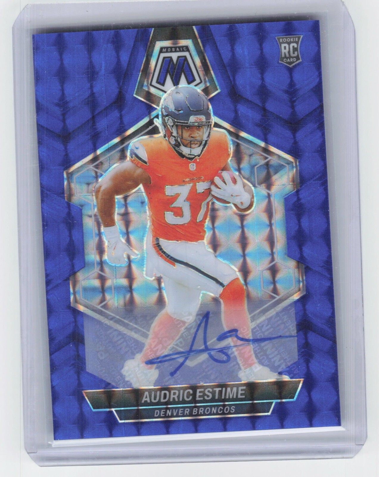 2024 Panini Mosaic Audric Estime #392 Rookie Auto Blue Prizm /99 Broncos