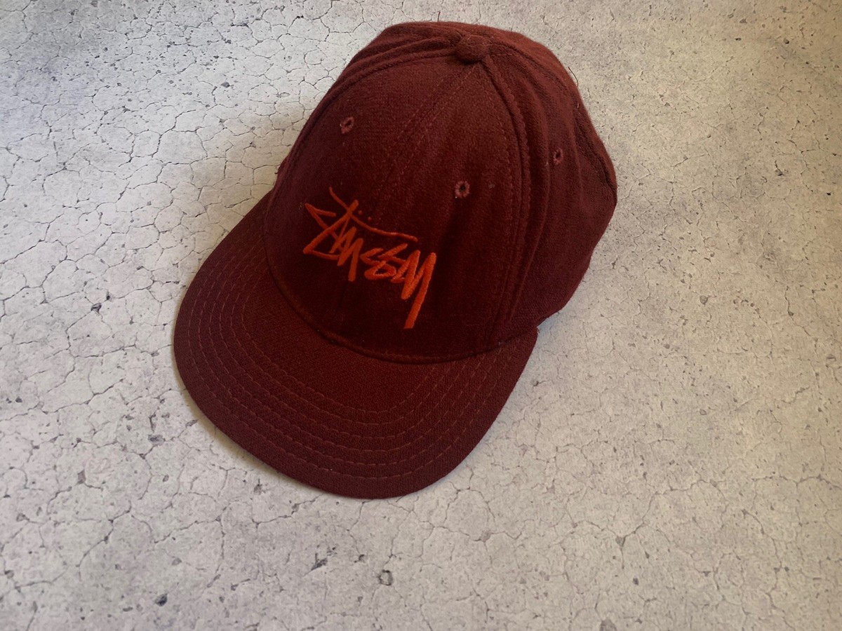 Vintage 90's Stussy Wool Snapback Hat Cap USA Red | eBay