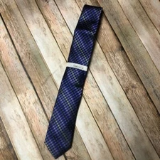 Perry Ellis Portfolio Neck Tie Purple Multicolor Check Diagonal Stripe Tie 