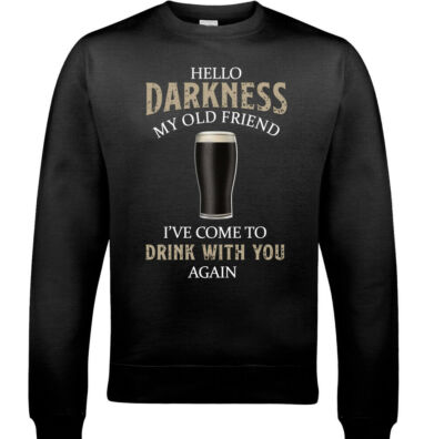 GUINESS JUMPER Herren Hello Darkness Old Friend Bier Alkohol betrunken BBQ Sweatshirt