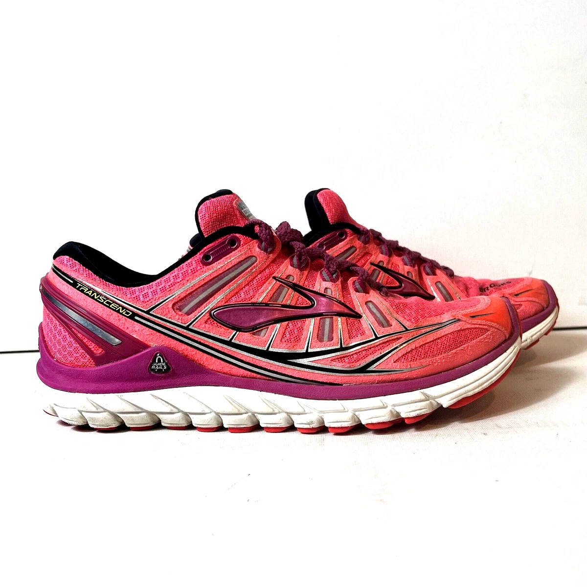 BROOKS Transcend Womens Pink Orange Running Sport Shoes Size 9.5 Low Top Lace Up