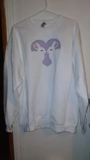 Embossed Kissing Bunnies Embroidered Sweatshirt - White - Multiple sizes avail.