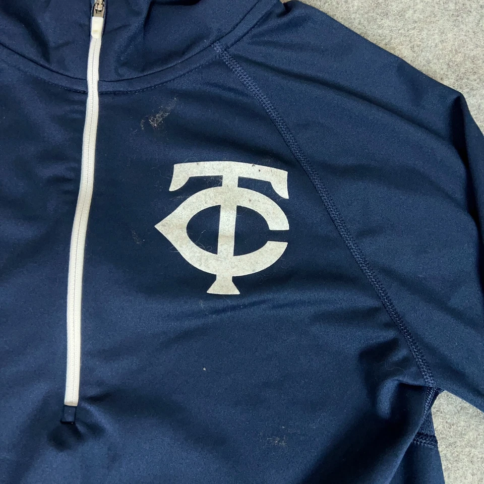 Minnesota Twins Womens Pullover Small Navy White 1/4 Zip Nike Baseball Sweater - Image 2 of 4