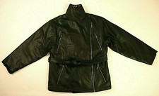 Outbrook Girls S 7-8 Faux Leather Jacket Full Zip Pockets Cheetah Print Fur