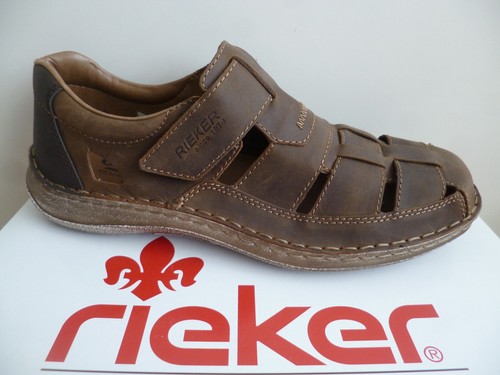 Rieker Men's Shoes Slipper Sneakers Half Shoes Leather Brown 03078 NEW - Picture 2 of 6