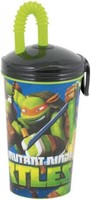 Turtles (Tnmt) Trinkbecher Mit Deckel &Amp; Fester Biegsamer Strohhalm