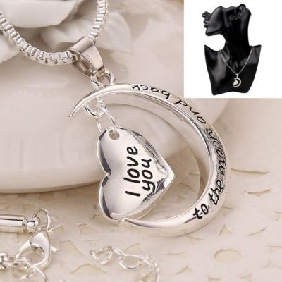 Ciondolo A Forma Di Cuore Per Mamma E Papà In Autentico Argento Sterling 925, Ti Amo Fino Alla Luna E Ritorno, Braccialetti In Stile Europeo In Argento Sterling 925 - Italia - Foto 2