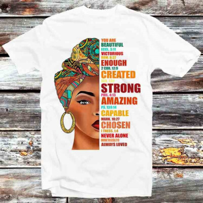 T-Shirt Black Queen You Are Beautiful Never Alone Always Loved B1146