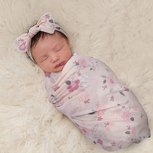 2pcs Newborn Baby Cute Floral Animal Swaddle Wrap Receiving Blanket with Hat Set - Afbeelding 14 van 26