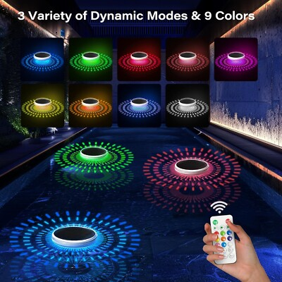 #ad #ad Solar Floating Pool Lights with Remote: 9 Color Modes Timer Function 2PACK