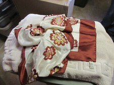 Ladies Scarf , Made In Italy , 68"X12" , Brown /White , Vintage