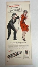 1948 Vintage Barbasol shave print ad.  Unique art. Shave with barbasol Red Dress