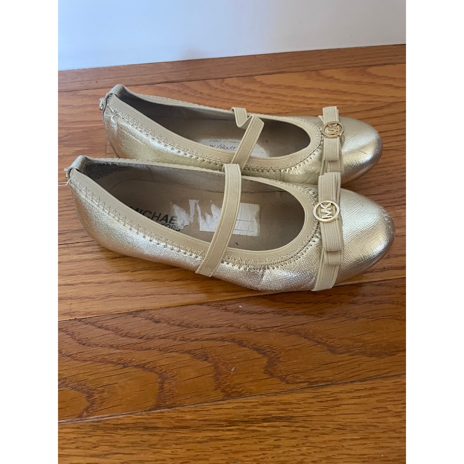 Michael Kors Rover Shoes Girls Size 12 Metallic Gold Ballet Flats MK Logo Casual thumbnail 3