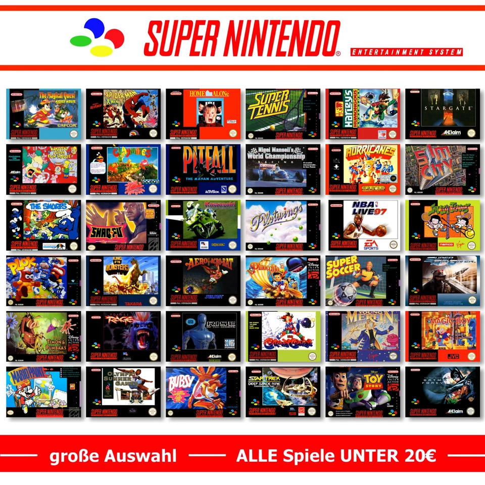 SNES / Super Nintendo Spiele-Wahl 🚨 ALLE Spiele UNTER 20€ pro Game ⬇️2️⃣0️⃣💰✅ - Bild 1 von 1