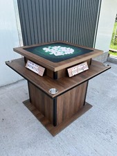 Rommé Holztische 4 Spieler Luxus Stoff grün mit Aschenbecher Poker umbaubar