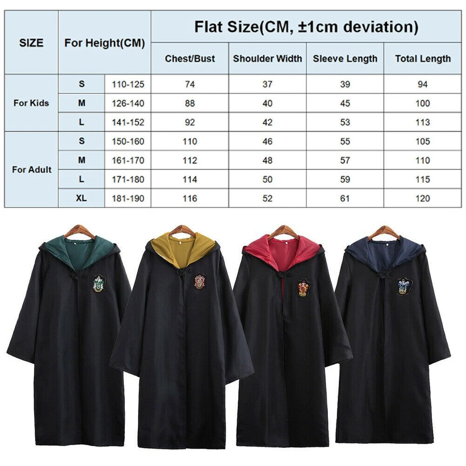 UK Harry Potter Gryffindor Ravenclaw Slytherin Robe Cloak Tie Costume Wand Scarf - Image 2 of 4