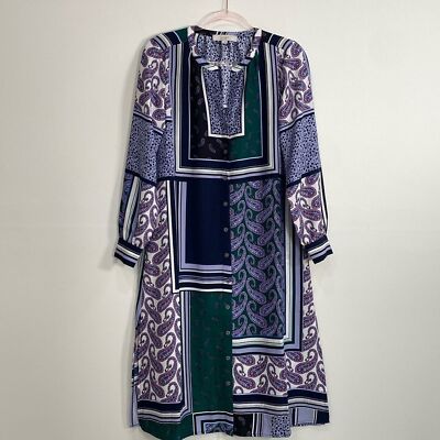 Loft Patchwork A-line Dress Women's Small