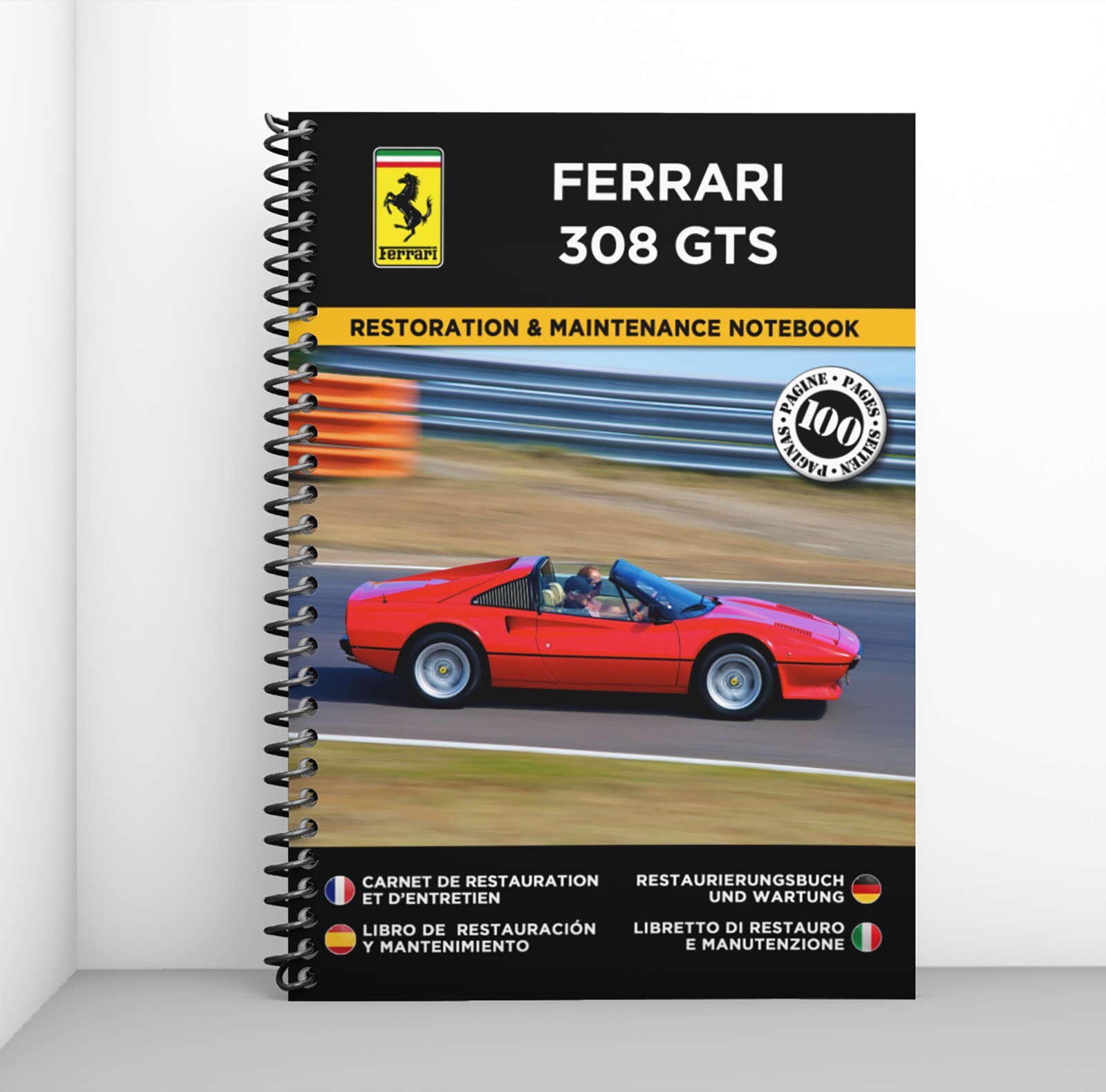 Livre de bord premium pour restauration de Ferrari 308 GTS en cuir