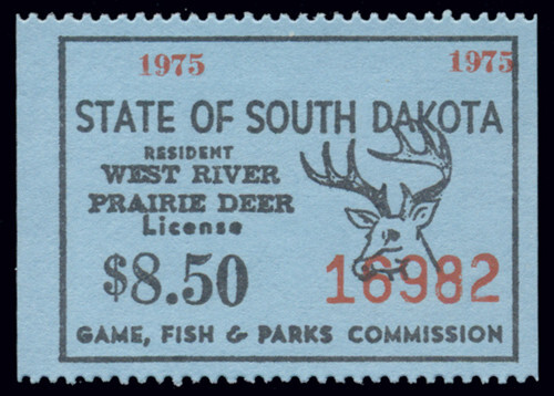 Dakota du Sud — SD-DWP9 1975 cerf des Prairies de West River (résident) - Photo 1/1